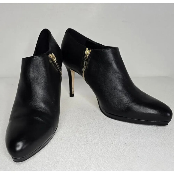 L.K. BENNETT DORIS BLACK LEATHER CALF SKIN BOOTIES IN 37.5/7-7.5 US $395 - Picture 1 of 10